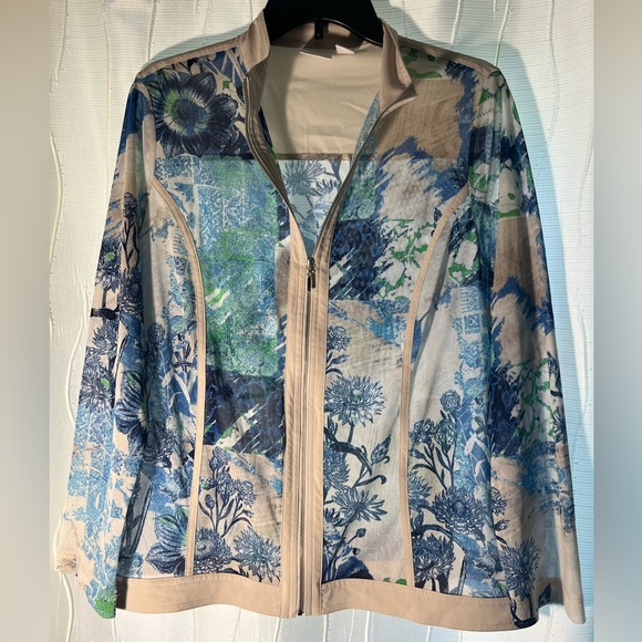 Chico's Jackets & Blazers - L/12 Chicos Weekend sheer zip-up jacket Chicos sizing 2 is a L/12
